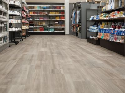 Commercial vinyl flooring in retail store with high foot traffic