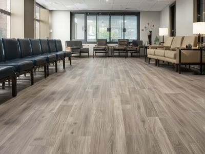 Commercial SPC flooring in healthcare facility waiting area